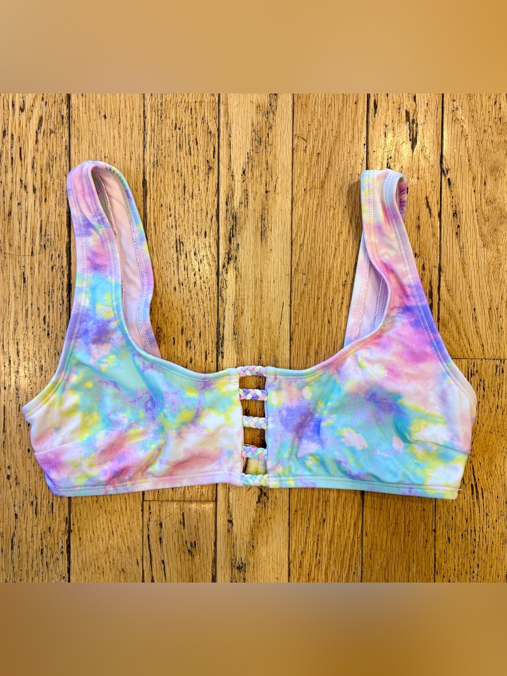 Wallflower Pastel Tie-Dye Strappy Bralette - Pink, Blue, Yellow, Purple